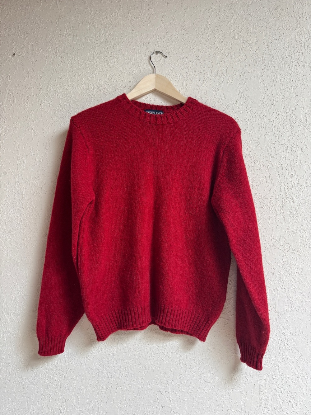 Lands' End Men's Bright Red Crewneck Sweater
